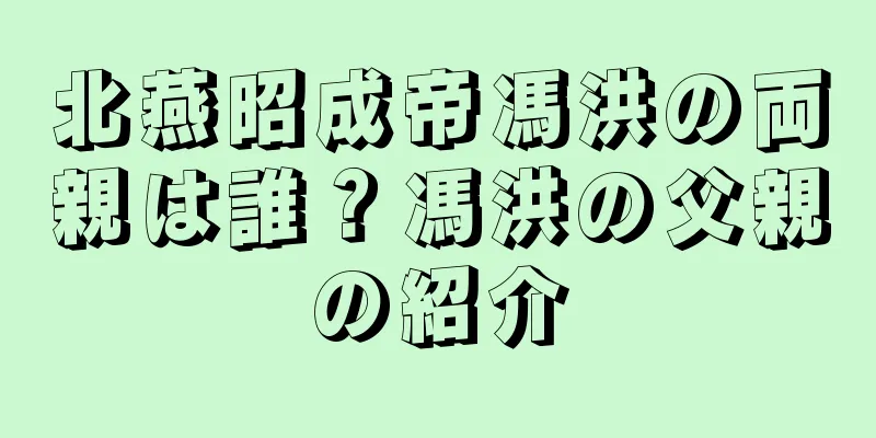 北燕昭成帝馮洪の両親は誰？馮洪の父親の紹介