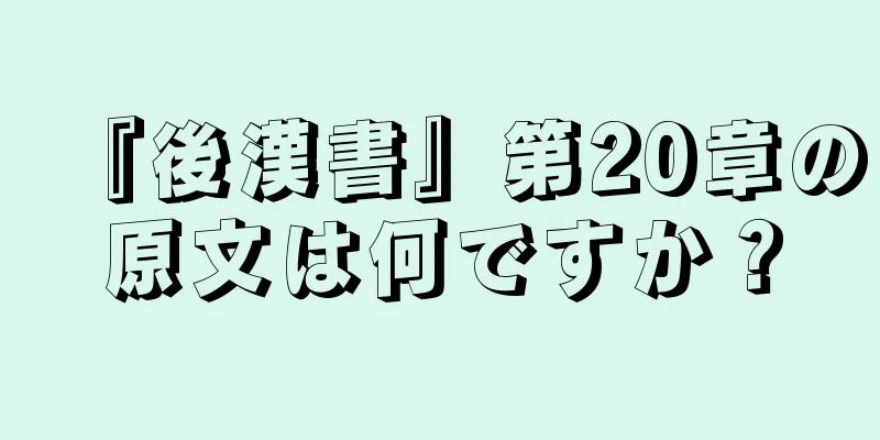 『後漢書』第20章の原文は何ですか？