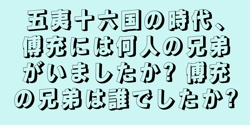 五夷十六国の時代、傅充には何人の兄弟がいましたか? 傅充の兄弟は誰でしたか?