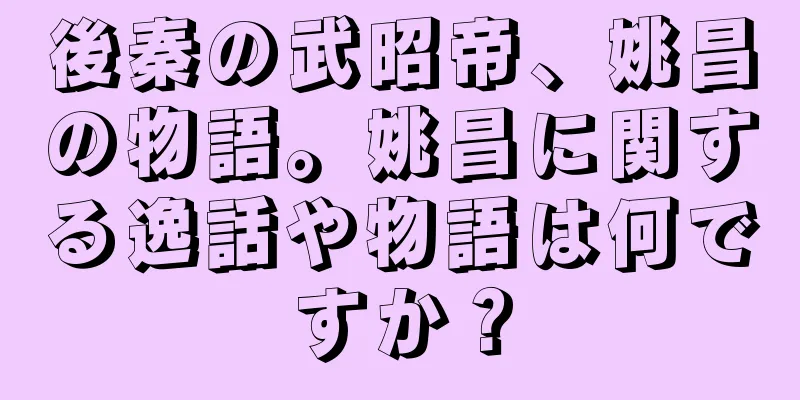 後秦の武昭帝、姚昌の物語。姚昌に関する逸話や物語は何ですか？