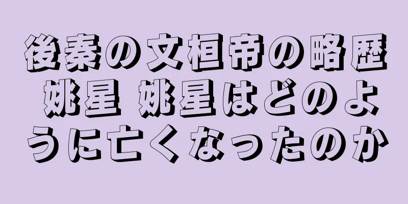 後秦の文桓帝の略歴 姚星 姚星はどのように亡くなったのか