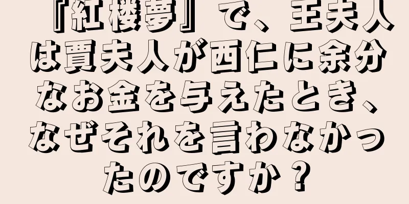 『紅楼夢』で、王夫人は賈夫人が西仁に余分なお金を与えたとき、なぜそれを言わなかったのですか？