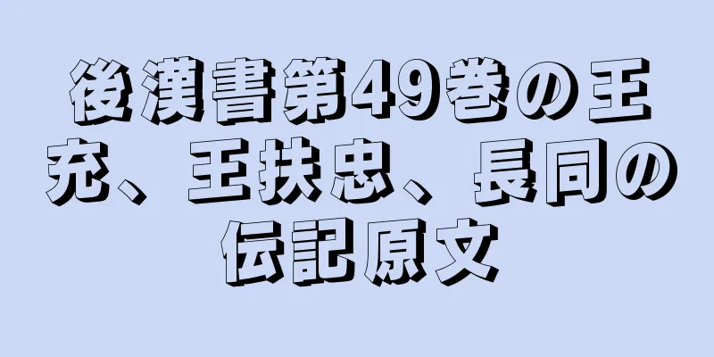 後漢書第49巻の王充、王扶忠、長同の伝記原文