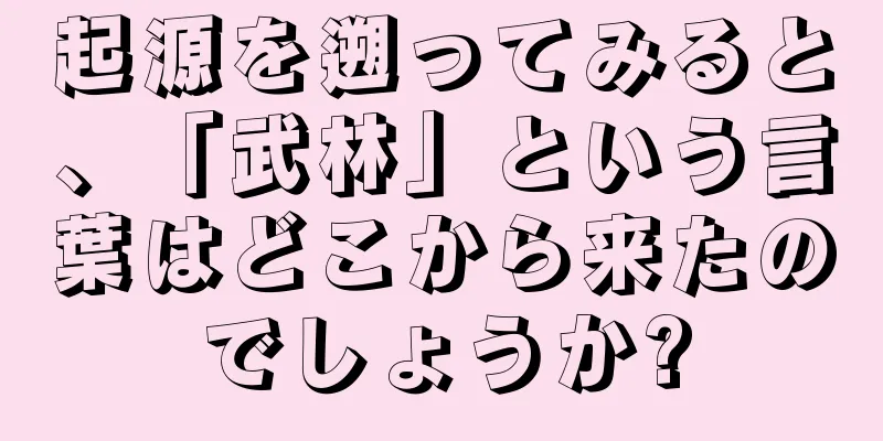 起源を遡ってみると、「武林」という言葉はどこから来たのでしょうか?