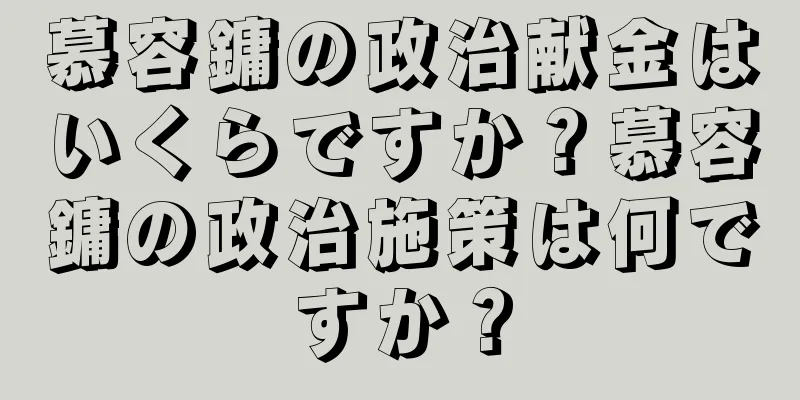 慕容鏞の政治献金はいくらですか？慕容鏞の政治施策は何ですか？