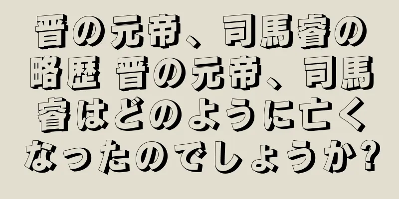 晋の元帝、司馬睿の略歴 晋の元帝、司馬睿はどのように亡くなったのでしょうか?