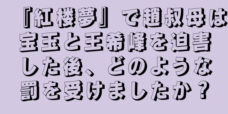 『紅楼夢』で趙叔母は宝玉と王希峰を迫害した後、どのような罰を受けましたか？