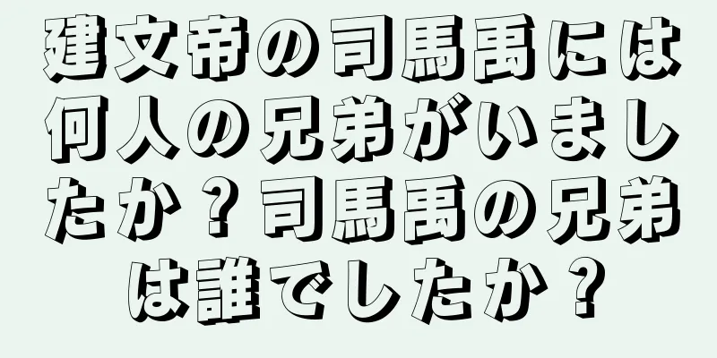 建文帝の司馬禹には何人の兄弟がいましたか？司馬禹の兄弟は誰でしたか？