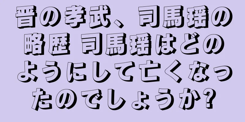 晋の孝武、司馬瑶の略歴 司馬瑶はどのようにして亡くなったのでしょうか?