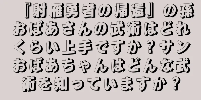『射雁勇者の帰還』の孫おばあさんの武術はどれくらい上手ですか？サンおばあちゃんはどんな武術を知っていますか？