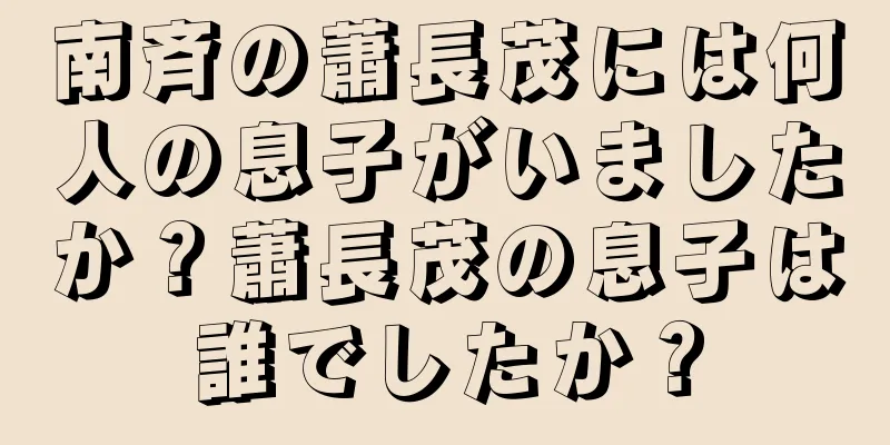 南斉の蕭長茂には何人の息子がいましたか？蕭長茂の息子は誰でしたか？