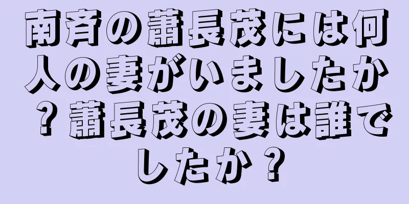 南斉の蕭長茂には何人の妻がいましたか？蕭長茂の妻は誰でしたか？