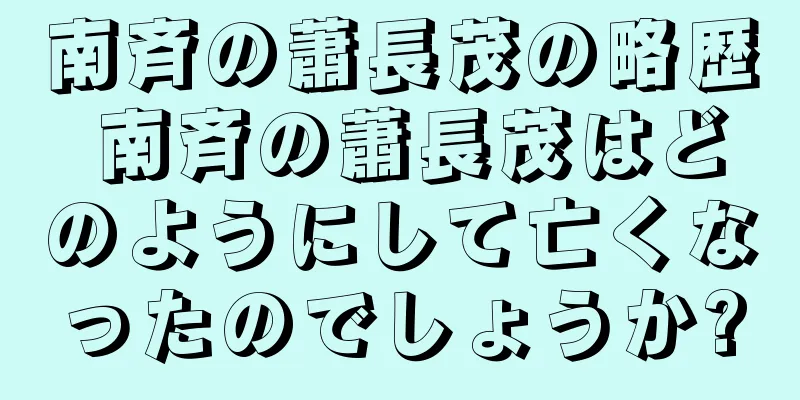 南斉の蕭長茂の略歴 南斉の蕭長茂はどのようにして亡くなったのでしょうか?