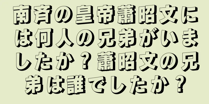 南斉の皇帝蕭昭文には何人の兄弟がいましたか？蕭昭文の兄弟は誰でしたか？