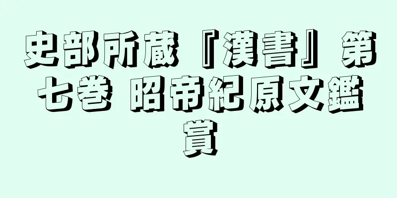 史部所蔵『漢書』第七巻 昭帝紀原文鑑賞
