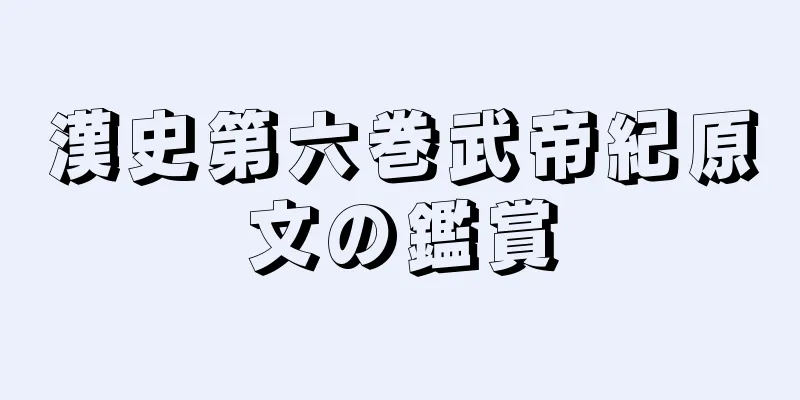 漢史第六巻武帝紀原文の鑑賞