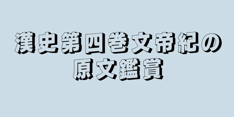 漢史第四巻文帝紀の原文鑑賞
