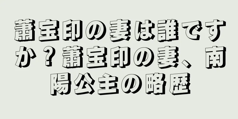蕭宝印の妻は誰ですか？蕭宝印の妻、南陽公主の略歴