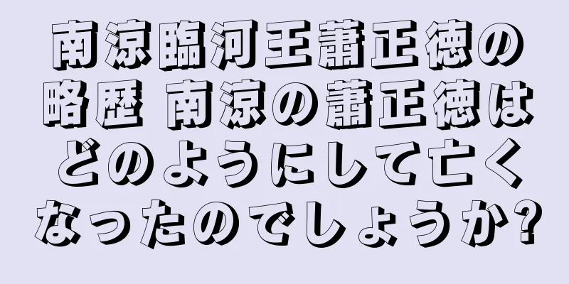 南涼臨河王蕭正徳の略歴 南涼の蕭正徳はどのようにして亡くなったのでしょうか?