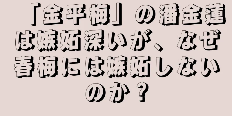 「金平梅」の潘金蓮は嫉妬深いが、なぜ春梅には嫉妬しないのか？