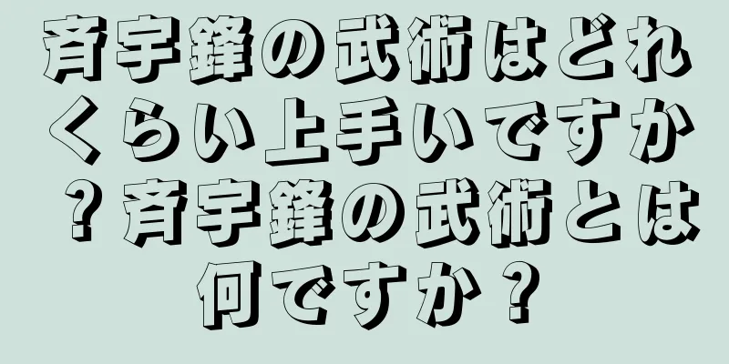 斉宇鋒の武術はどれくらい上手いですか？斉宇鋒の武術とは何ですか？
