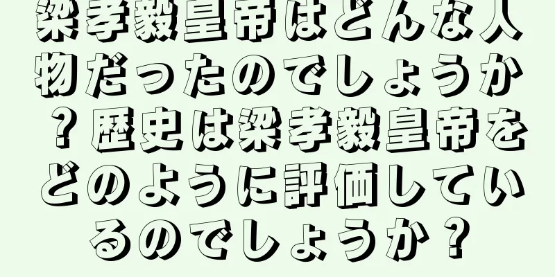 梁孝毅皇帝はどんな人物だったのでしょうか？歴史は梁孝毅皇帝をどのように評価しているのでしょうか？