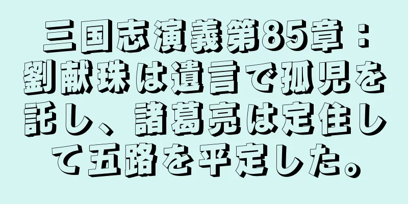 三国志演義第85章：劉献珠は遺言で孤児を託し、諸葛亮は定住して五路を平定した。