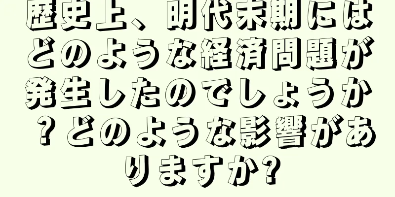 歴史上、明代末期にはどのような経済問題が発生したのでしょうか？どのような影響がありますか?