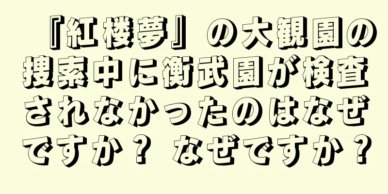 『紅楼夢』の大観園の捜索中に衡武園が検査されなかったのはなぜですか？ なぜですか？
