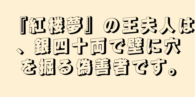 『紅楼夢』の王夫人は、銀四十両で壁に穴を掘る偽善者です。