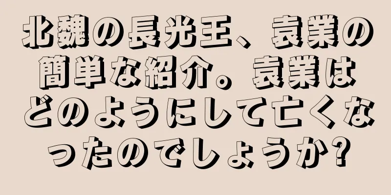 北魏の長光王、袁業の簡単な紹介。袁業はどのようにして亡くなったのでしょうか?