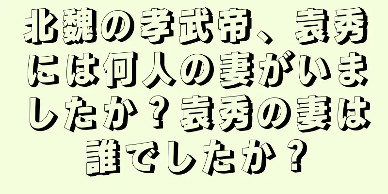 北魏の孝武帝、袁秀には何人の妻がいましたか？袁秀の妻は誰でしたか？