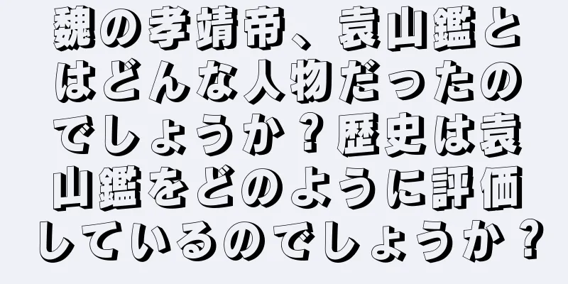 魏の孝靖帝、袁山鑑とはどんな人物だったのでしょうか？歴史は袁山鑑をどのように評価しているのでしょうか？