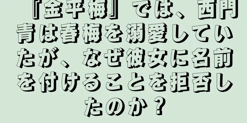 『金平梅』では、西門青は春梅を溺愛していたが、なぜ彼女に名前を付けることを拒否したのか？