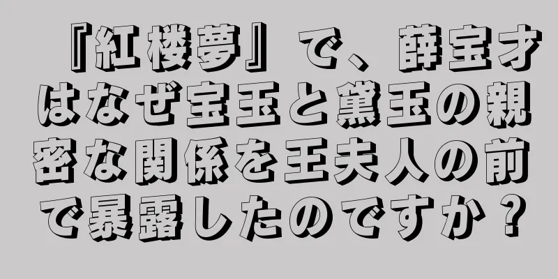 『紅楼夢』で、薛宝才はなぜ宝玉と黛玉の親密な関係を王夫人の前で暴露したのですか？