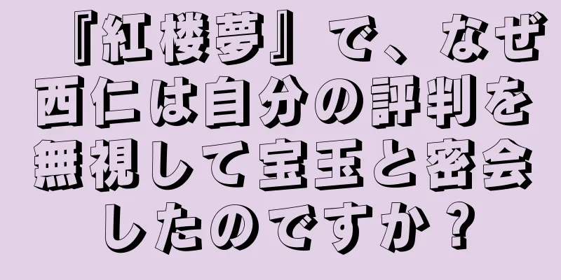 『紅楼夢』で、なぜ西仁は自分の評判を無視して宝玉と密会したのですか？