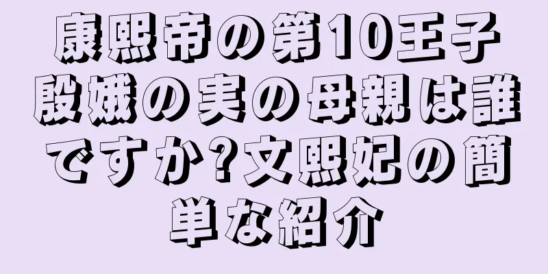 康熙帝の第10王子殷娥の実の母親は誰ですか?文熙妃の簡単な紹介