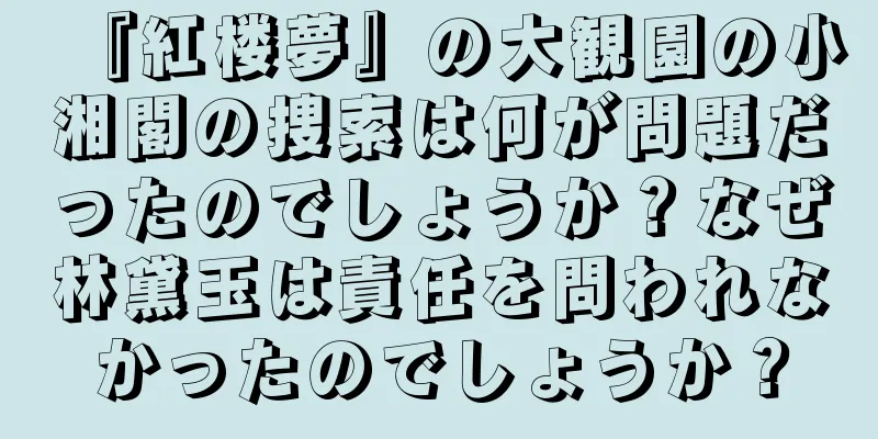 『紅楼夢』の大観園の小湘閣の捜索は何が問題だったのでしょうか？なぜ林黛玉は責任を問われなかったのでしょうか？