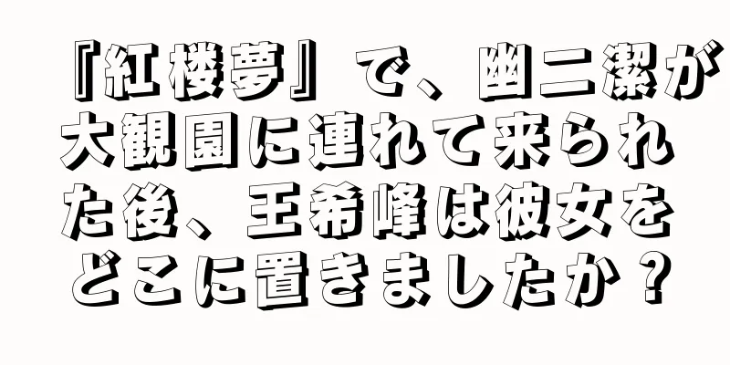 『紅楼夢』で、幽二潔が大観園に連れて来られた後、王希峰は彼女をどこに置きましたか？