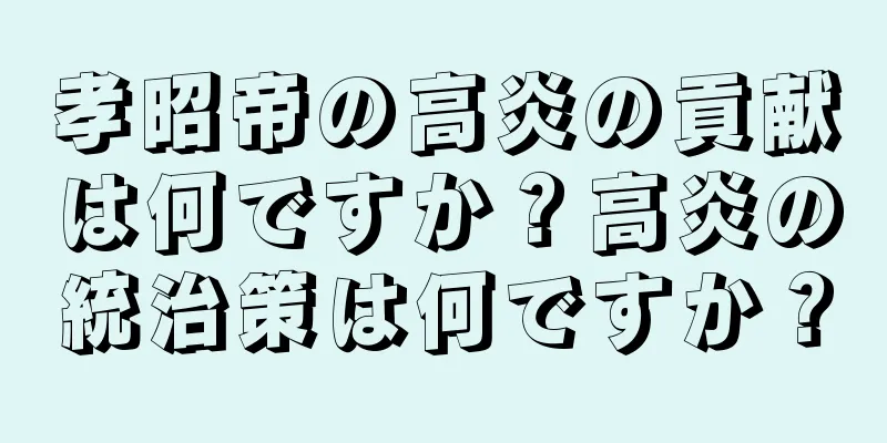 孝昭帝の高炎の貢献は何ですか？高炎の統治策は何ですか？