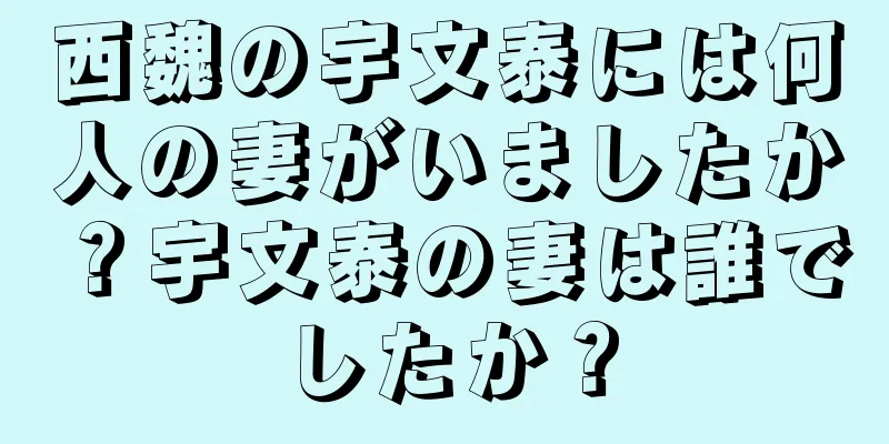 西魏の宇文泰には何人の妻がいましたか？宇文泰の妻は誰でしたか？