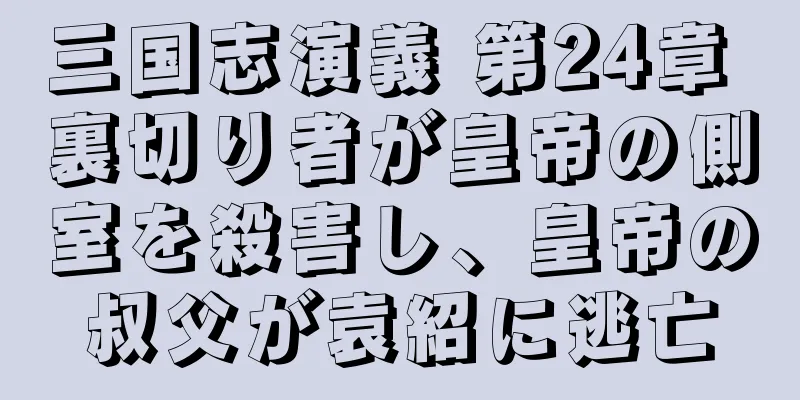 三国志演義 第24章 裏切り者が皇帝の側室を殺害し、皇帝の叔父が袁紹に逃亡