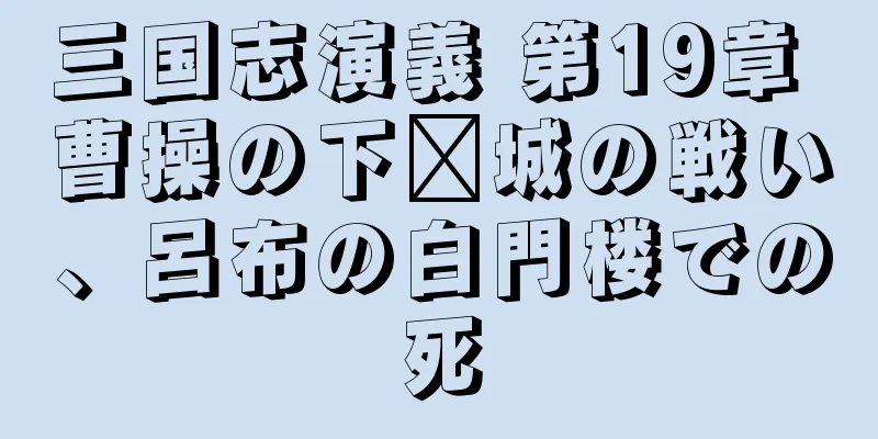 三国志演義 第19章 曹操の下邳城の戦い、呂布の白門楼での死