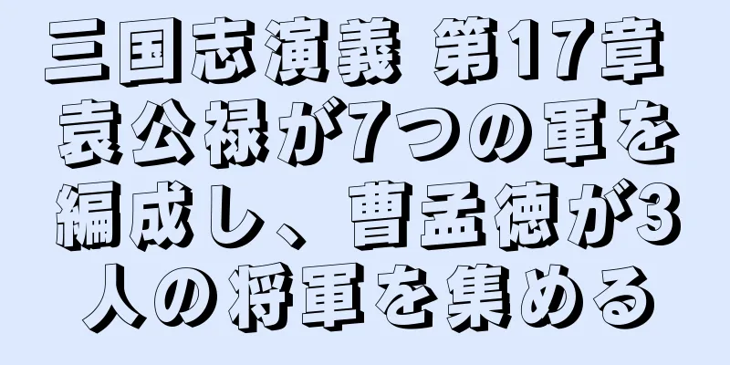 三国志演義 第17章 袁公禄が7つの軍を編成し、曹孟徳が3人の将軍を集める