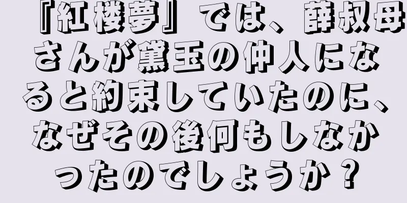 『紅楼夢』では、薛叔母さんが黛玉の仲人になると約束していたのに、なぜその後何もしなかったのでしょうか？