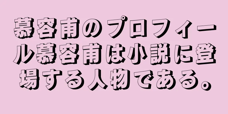 慕容甫のプロフィール慕容甫は小説に登場する人物である。
