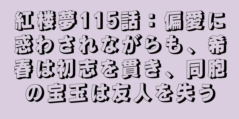 紅楼夢115話：偏愛に惑わされながらも、希春は初志を貫き、同胞の宝玉は友人を失う