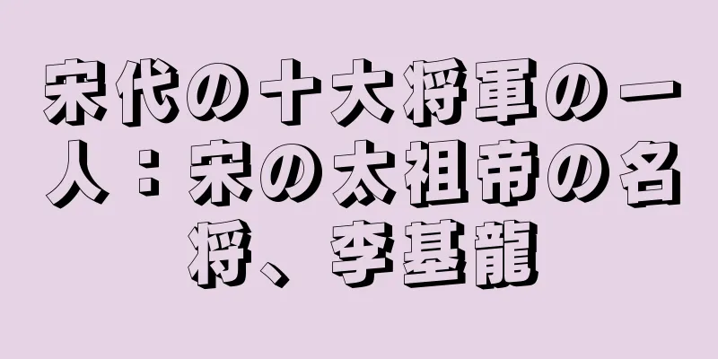 宋代の十大将軍の一人：宋の太祖帝の名将、李基龍