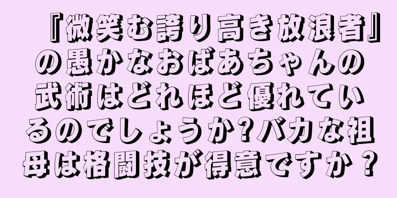 『微笑む誇り高き放浪者』の愚かなおばあちゃんの武術はどれほど優れているのでしょうか?バカな祖母は格闘技が得意ですか？