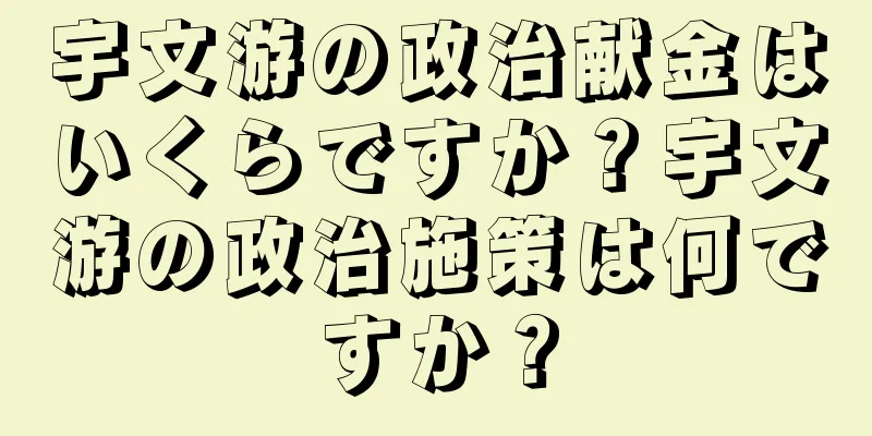 宇文游の政治献金はいくらですか？宇文游の政治施策は何ですか？